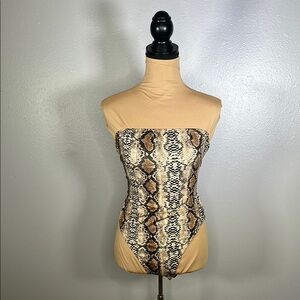 SHEIN Snake Print Strapless Bodysuit